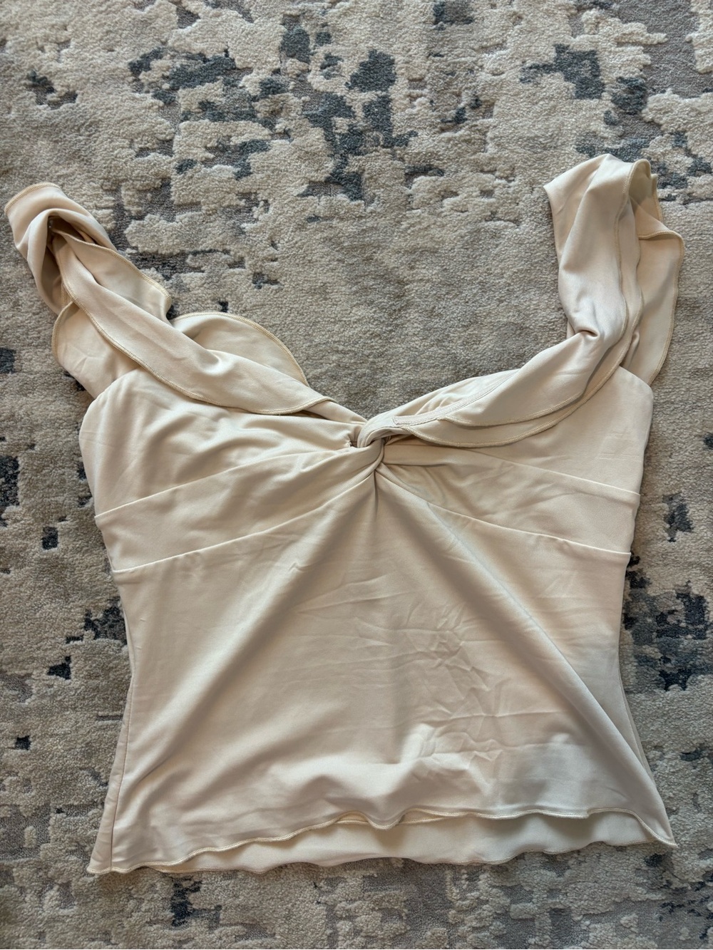 Princess Polly Cream Twist-Front Sleeveless Top